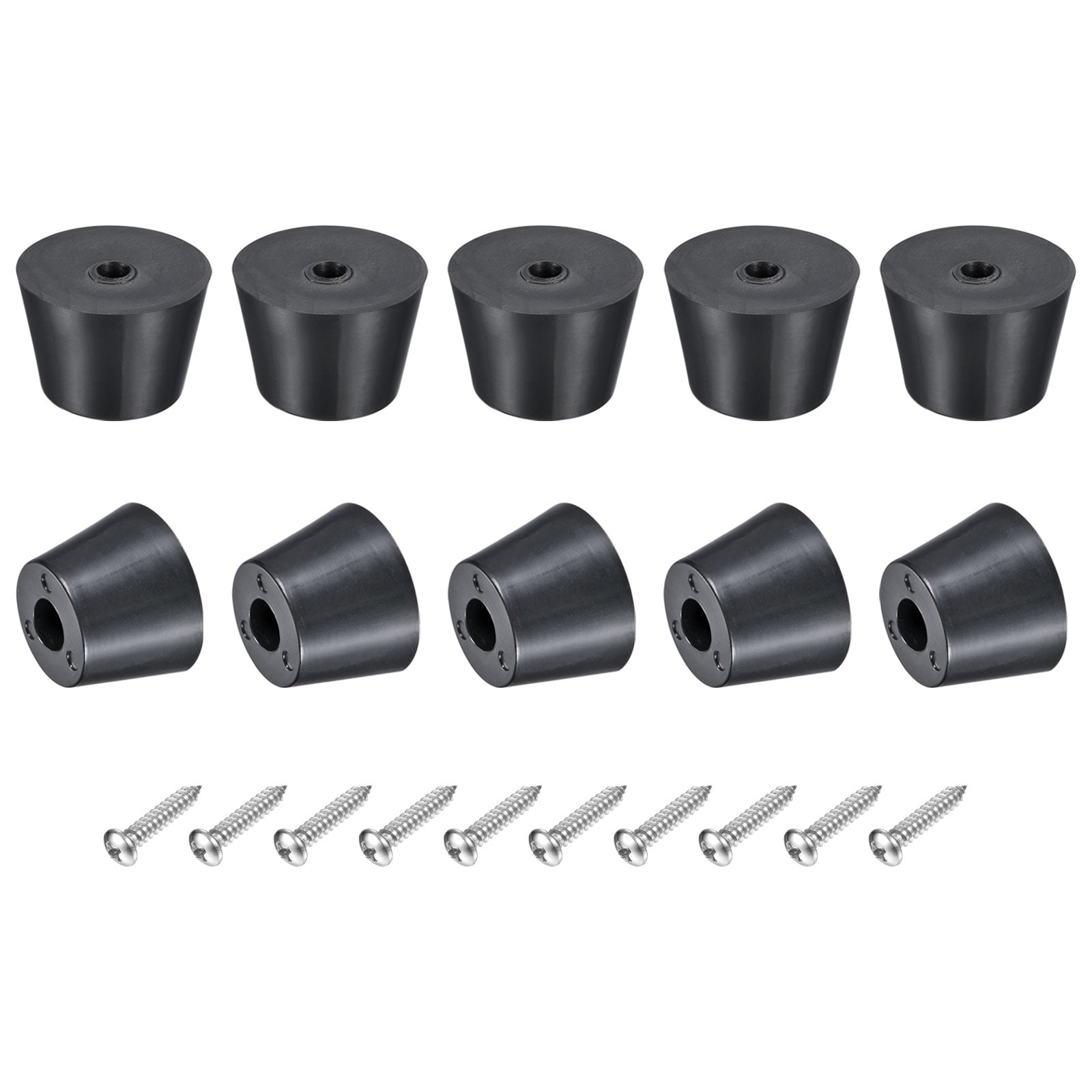 Uxcell 18-Pack Rubber Bumper Feet – 0.28"H X 0.51"W, Round Pads With Stainless Steel Washer & Screws For Furniture & Appliances