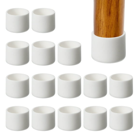 Uxcell Rubber Chair Leg Caps 7/8" Furniture Feet Ferrule Caps Stoppers Non-Slip Table Leg Tip Protectors White 16Pcs