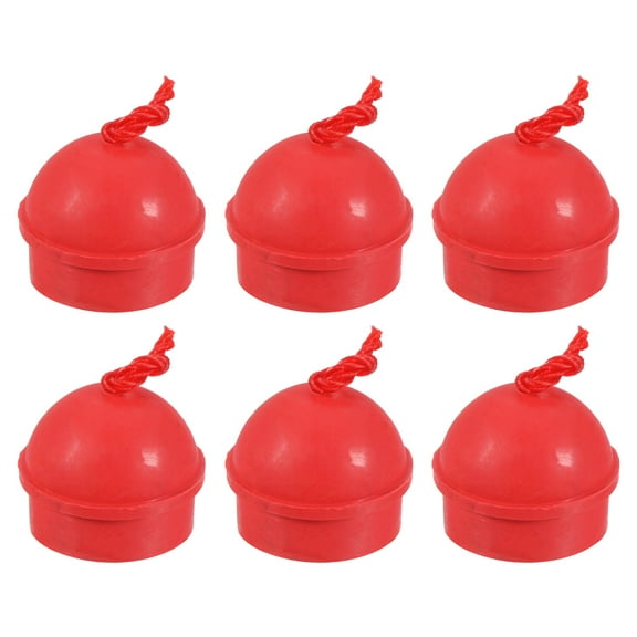 Uxcell Rubber Cue Chalk Holder Billiard Pool Cue Tips Chalks Case with Cord, Red 6 Pack