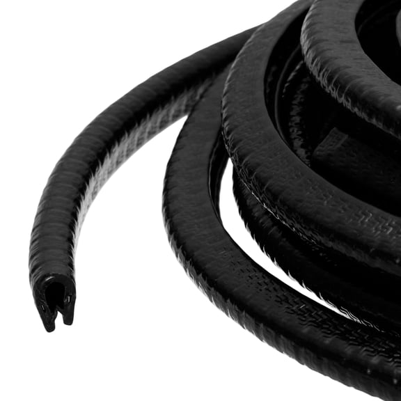 Uxcell Rubber Edge Trim Guard 32.8 ft x 0.31 inch x 0.24 inch U Channel Edge Protector Seal Strip with Metal Clips Black