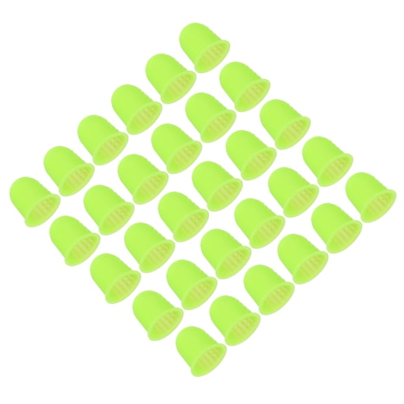 Uxcell Rubber Finger Tips, 30 Pack Silicone Thumb Fingertip Protector Finger Cots Covers Guard Pads Thimble Grips for Office Counting Sewing, Grass Green Large Size
