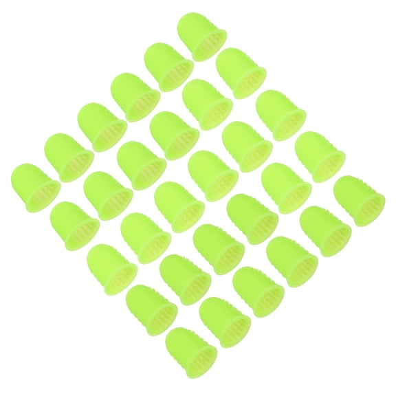 Uxcell Rubber Finger Tips, 30 Pack Silicone Thumb Fingertip Protector Finger Cots Covers Guard Pads Thimble Grips for Office Counting Sewing, Grass Green L/M/S Size