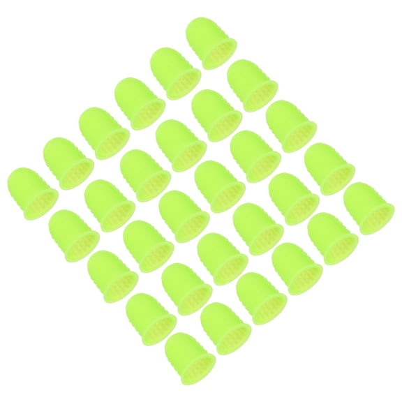 Uxcell Rubber Finger Tips, 30 Pack Silicone Thumb Fingertip Protector Finger Cots Covers Guard Pads Thimble Grips for Office Counting Sewing, Grass Green Medium Size