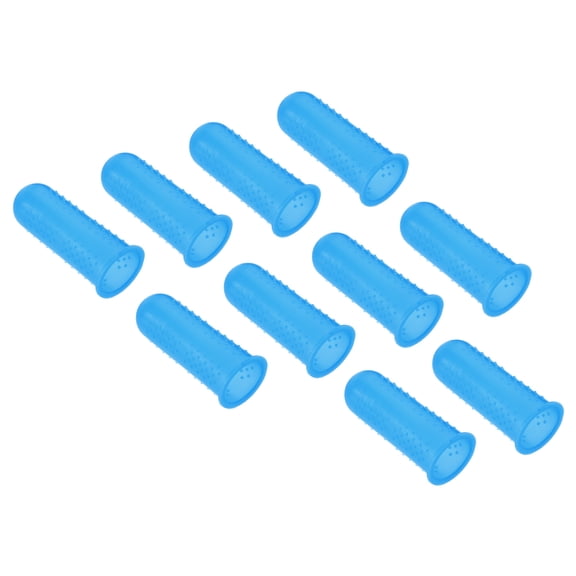 Uxcell Rubber Finger Tips Silicone Thumb Fingertip Protector Cover Guard Thimble Blue Small Size 10 pack