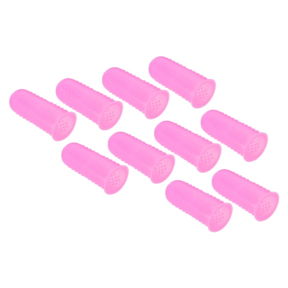 Uxcell Rubber Finger Tips Silicone Thumb Fingertip Protector Cover Guard Thimble Pink Medium Size 20 Pack