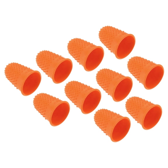 Uxcell Rubber Finger Tips Silicone Thumb Fingertip Protector Covers Guard Pads Thimble Grips Orange Large Size 10 Pack