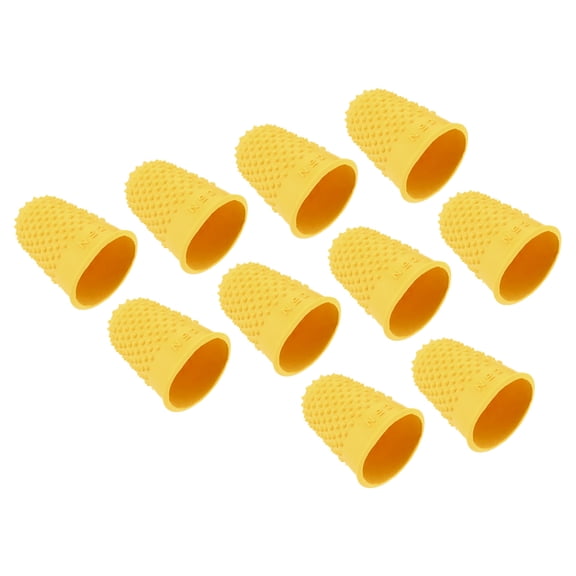 Uxcell Rubber Finger Tips Silicone Thumb Fingertip Protector Covers Guard Pads Thimble Grips Yellow Large Size 10 Pack