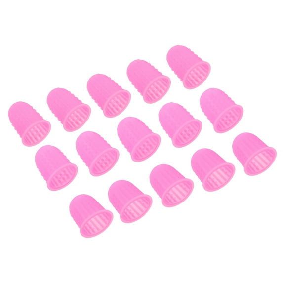 Uxcell Rubber Finger Tips Silicone Thumb Fingertip Protector Guard Thimble Pink 3 Size Assorted 15 Pack