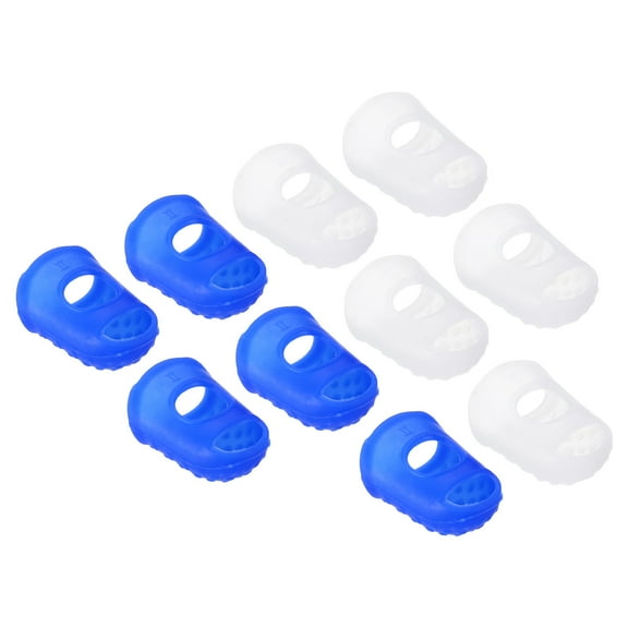 Uxcell Rubber Finger Tips Silicone Thumb Fingertip Protector Thimble for Guitar Playing Blue, Clear Medium Size 40 Pack