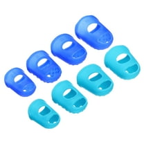 Uxcell Rubber Finger Tips Silicone Thumb Fingertip Protector Thimble for Guitar Playing Blue, Sky Blue 4 Size 32 Pack