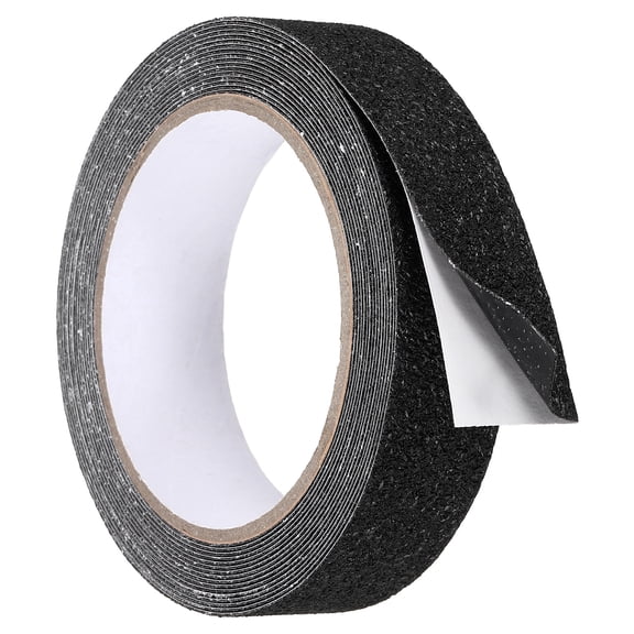 Uxcell Rubber Grip Tape, 1 in x 16 ft Non-Slip Tape with Texture Waterproof Adhesive Non-Abrasive Grip Tapes for DIY Tools, Indoor & Outdoor Stair Steps, Ramp, Black