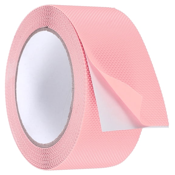 Uxcell Rubber Grip Tape, 2 in x 16 ft Non-Slip Tape with Texture Waterproof Adhesive Non-Abrasive Grip Tapes for DIY Tool, Indoor & Outdoor Stair Steps, Ramp, Pink