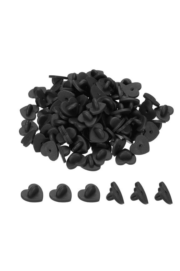 Rubber Pin Backs Heart Shape Lapel Pin Backing Brooch Holder Decorative Accessories Black 100 Pack