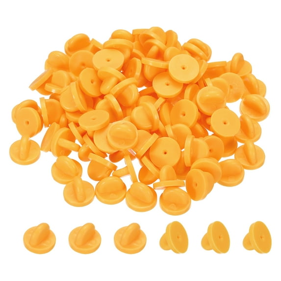 Uxcell Rubber Pin Backs Lapel Pin Backing Brooch Holder Decorative Accessories Orange 100 Pack