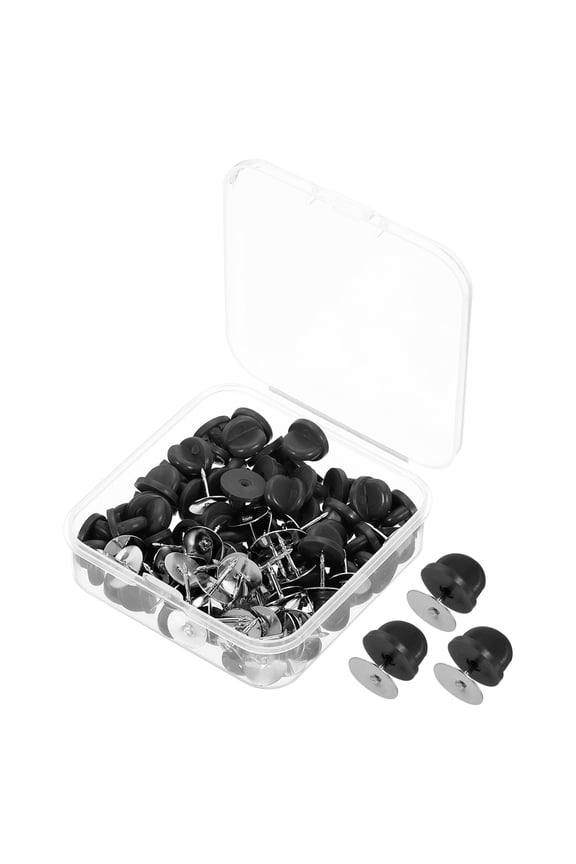 Rubber Pin Backs Lapel Pin Backing Brooch Holder Decorative Accessories with Tie Tacks Black 2 in 1/50 Sets