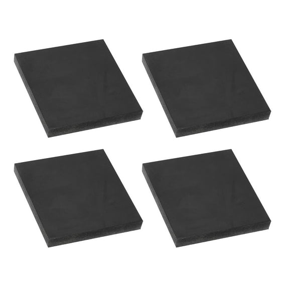 Uxcell Rubber Solid Anti-Vibration Pads, 4 Pcs 60mm x 8mm Thick Rubber Square Washers Multi-Purpose Gasket Pad Bushings Spacer for HVAC Compressor Air Conditioner, Black