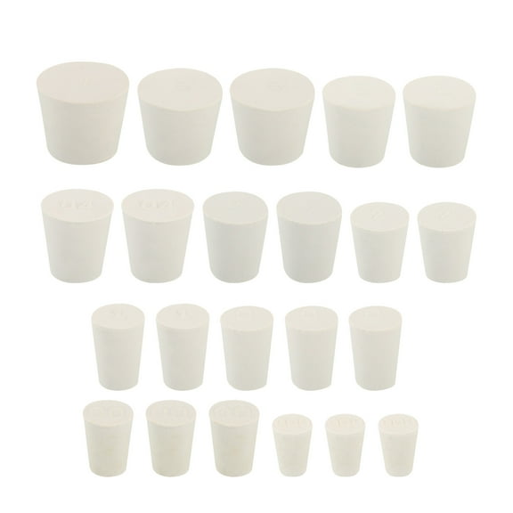 Uxcell Rubber Tapered Plug 000# - 7# 10 Assorted Sizes Solid Test Tubes Bungs Stopper White for Lab Home 22 Pieces