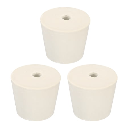 Uxcell Rubber Tapered Plug 28mm to 37mm with 8mm Hole Test Tubes Bungs Stopper White for Lab Home 3 Pack
