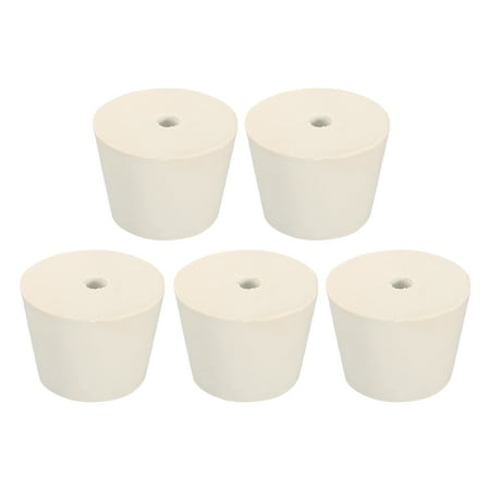 Uxcell Rubber Tapered Plug 32mm to 42mm with 8mm Hole Test Tubes Bungs Stopper White for Lab Home 5 Pack