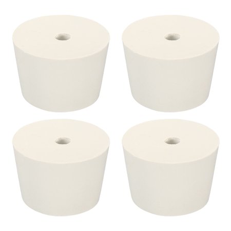 Uxcell Rubber Tapered Plug 38mm to 46mm with 8mm Hole Test Tubes Bungs Stopper White for Lab Home 4 Pack