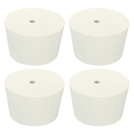 Uxcell Rubber Tapered Plug 51mm to 62mm with 8mm Hole Test Tubes Bungs Stopper White for Lab Home 4 Pack