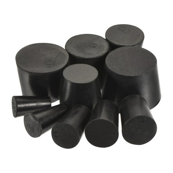 Uxcell Rubber Tapered Plug for Lab Home Set 10 Sizes Solid Black 20in2 Sets