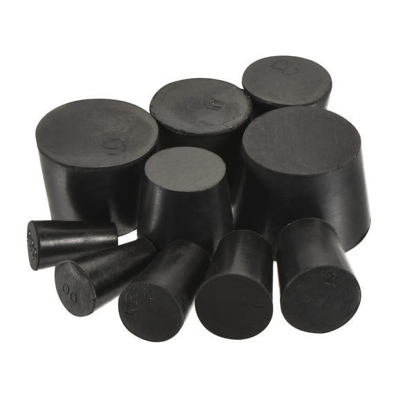 Uxcell Rubber Tapered Plug for Lab Home Set 10 Sizes Solid Black 20in2 Sets