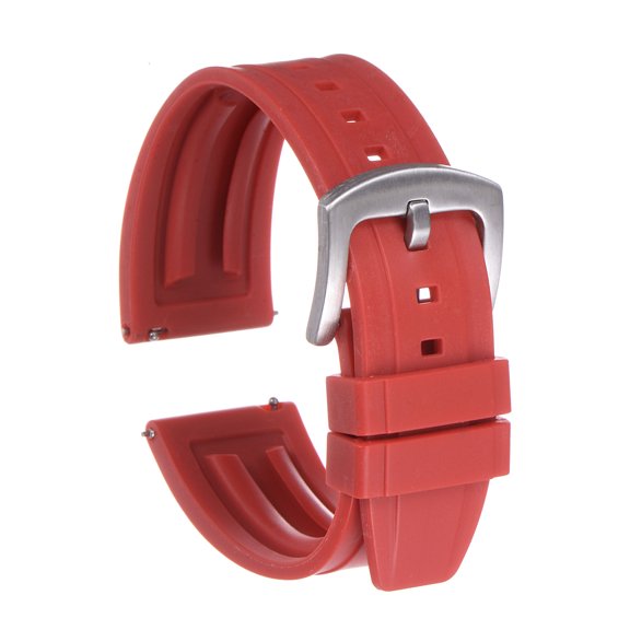 Uxcell Rubber Watch Band 26mm Quick Release Fluororubber Watch Strap with Silver Stainless Buckle for Men Women, Red