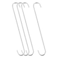 thumbnail image 1 of Uxcell S Hanging Hooks, 12inch/300mm Extra Long Carbon Steel Hanger, Silver Tone 4Pack, 1 of 5