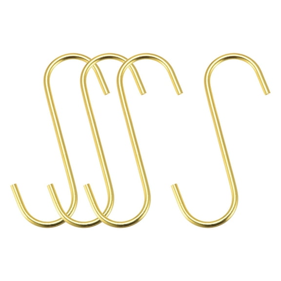 Uxcell S Hanging Hooks, 4inch/110mm Extra Long Carbon Steel Hanger, Gold Tone, 4Pack