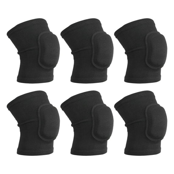 Uxcell S Protective Knee Pads Volleyball Knee Pads Sponge Knee Pads Brace, Black 3 Pairs