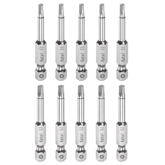 Uxcell S1 S2 Magnetic Square Screwdriver Bit 1/4" Hex Shank 2" Length Screw Driver, 10 Pack