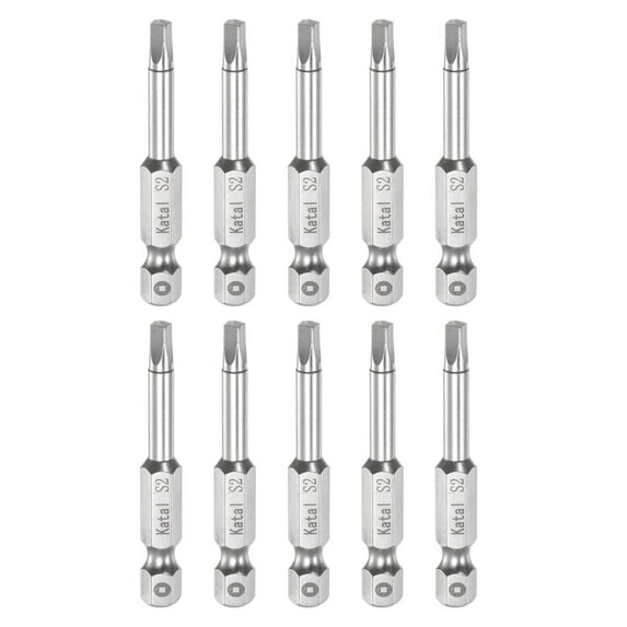 Uxcell S2 Magnetic Square Screwdriver Bit 1/4" Hex Shank 2" Length Screw Driver, 10 Pack