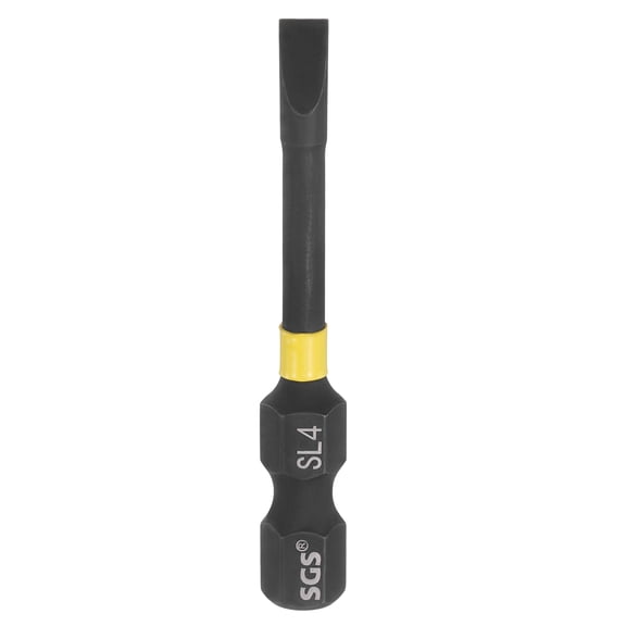 Uxcell SL4 Slotted Impact Screwdriver Bits 1/4" Hex Shank 2" Long Magnetic Bit