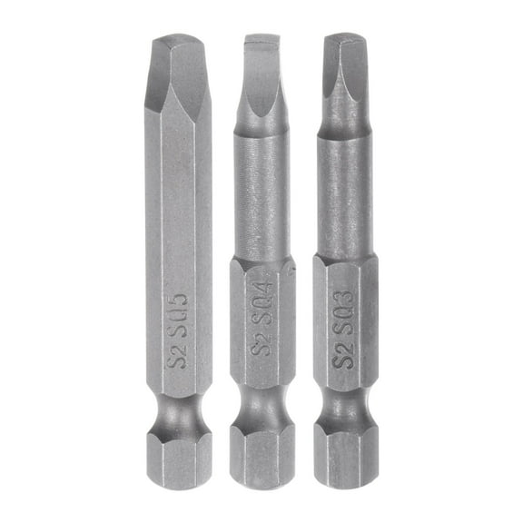 Uxcell SQ3/SQ4/SQ5 Magnetic Security Square Screwdriver Bit 1/4" Hex Shank 2" Length Screw Driver, 3 Pack