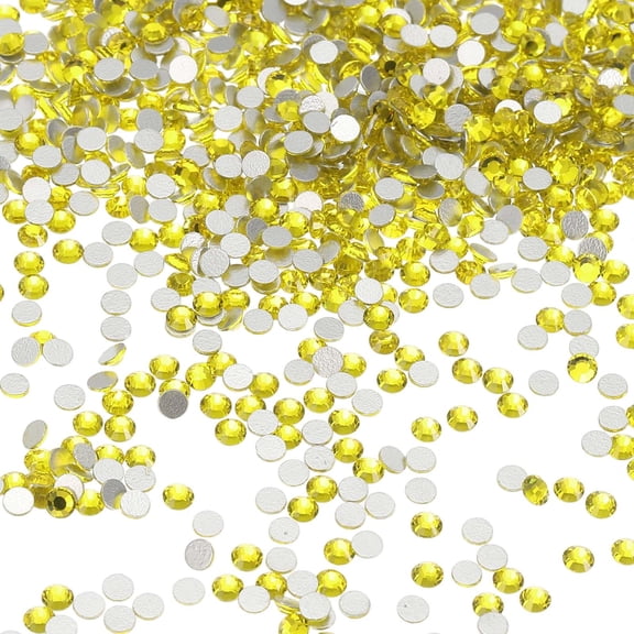 Uxcell SS16 Round Flatback Rhinestones 3.8-4.0mm Crystal Glass Gems Diamonds for DIY Crafts Clothes Shoes Nail Art Decoration, Lemon Yellow 2880Pcs