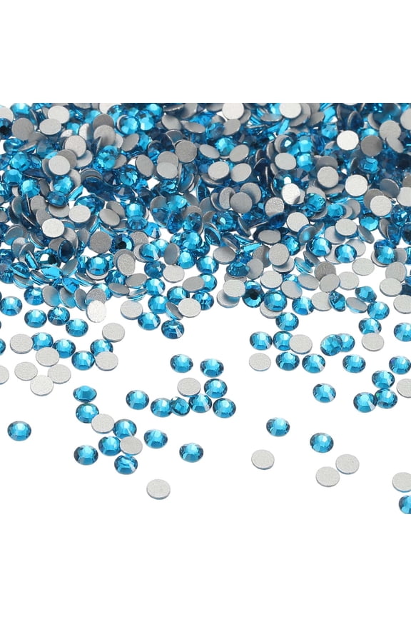 SS3 Round Flatback Rhinestones 1.2-1.4mm Crystal Glass Gems Diamonds for DIY Crafts Clothes Shoes Nail Art Decoration, Ocean Blue 2880Pcs