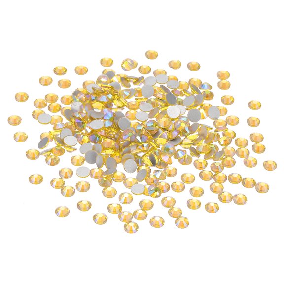 Uxcell SS30/288Pcs Glass Diamante Rhinestone, Man Made Gem AB Yellow 6.5mm