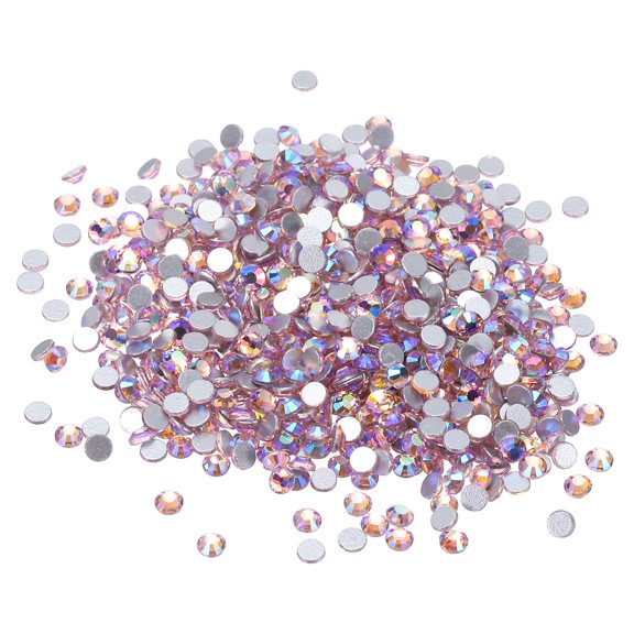 Uxcell 1440Pcs Glass Diamante Rhinestone, Man Made Gems AB Light Pink 1.9-2.0 mm