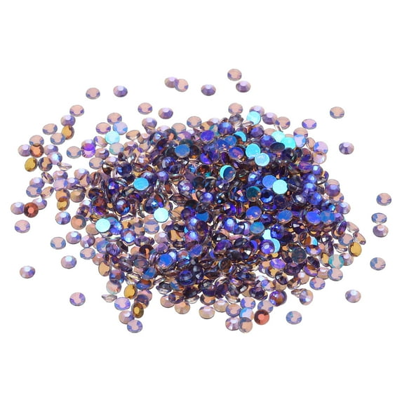 Uxcell 1440Pcs Glass Diamante Rhinestone, Man Made Gems Violet 1.9-2.0 mm