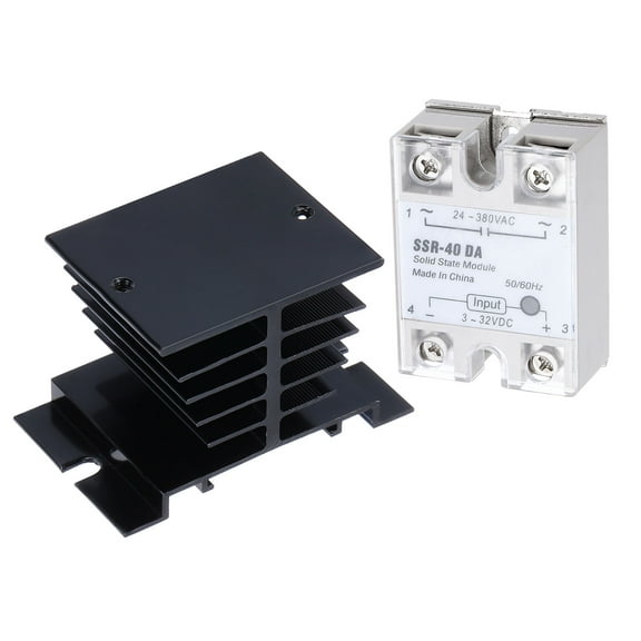 Uxcell SSR-40DA 3-32V DC Input to 24-480V AC Output Single Phase Solid State Relay AC 40A with SSR Heat Sink