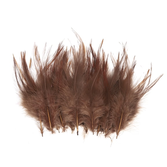 Uxcell Saddle Hackle Rooster Feathers 4-6", Rooster Feathers Loose Hackle Feather, Brown 100 Pcs