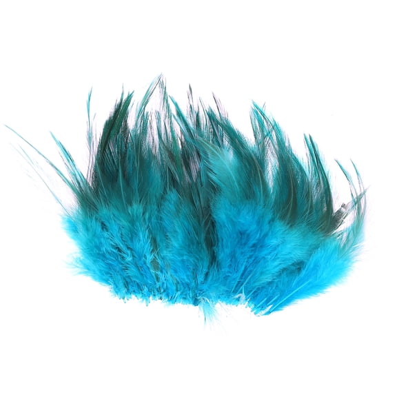 Uxcell Saddle Hackle Rooster Feathers 4-6", Rooster Feathers Loose Hackle Feather, Lake Blue 100 Pcs