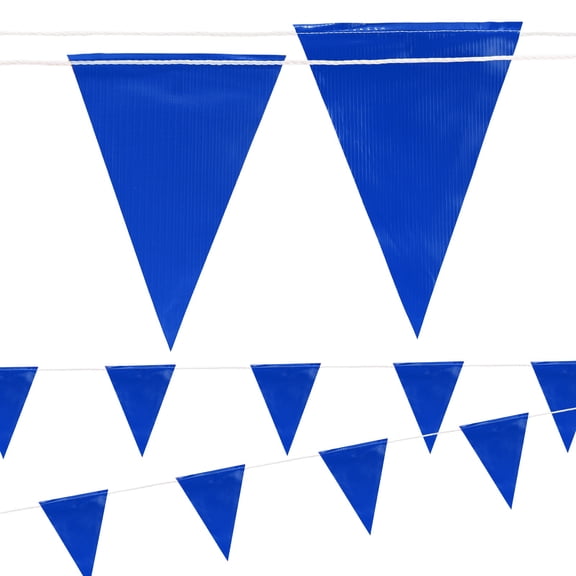 Uxcell Safety Banner Flags, (12" x 9", 98ft, Blue) String Triangle Banner High Visibility Perimeter Warning Flag Line, Suit for - Traffic Barrier/Parking Lot/Construction Events/Party