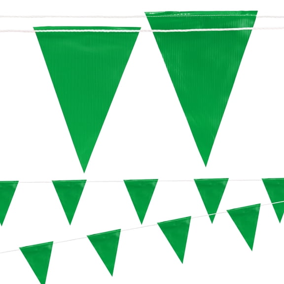 Uxcell Safety Banner Flags, (12" x 9", 98ft, Green) String Triangle Banner High Visibility Perimeter Warning Flag Line, Suit for - Traffic Barrier/Parking Lot/Construction Events/Party