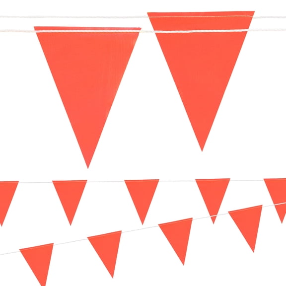 Uxcell Safety Banner Flags, (12" x 9", 98ft, Orange) String Triangle Banner High Visibility Perimeter Warning Flag Line, Suit for - Traffic Barrier/Parking Lot/Construction Events/Party