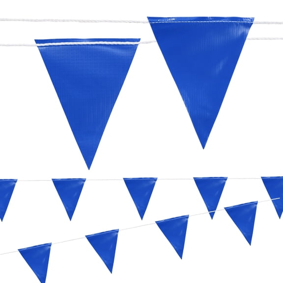 Uxcell Safety Banner Flags, (8" x 7", 98ft, Blue) String Triangle Banner High Visibility Perimeter Warning Flag Line, Suit for - Traffic Barrier/Parking Lot/Construction Events/Party