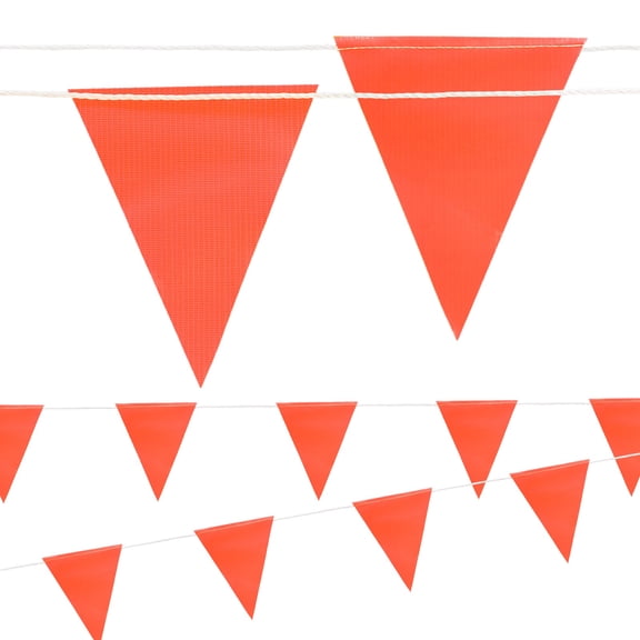 Uxcell Safety Banner Flags, (8" x 7", 98ft, Orange) String Triangle Banner High Visibility Perimeter Warning Flag Line, Suit for - Traffic Barrier/Parking Lot/Construction Events/Party