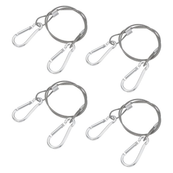 Uxcell Safety Cable Lock Stainless Steel Cable with Loops Security Wire Lock for Hanging Lighting 50 x 2mm