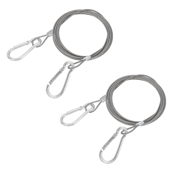 Uxcell Safety Cable Lock, Stainless Steel Cable with Loops Security Wire Lock for Hanging Lighting Luggage Plant 200 x 2mm
